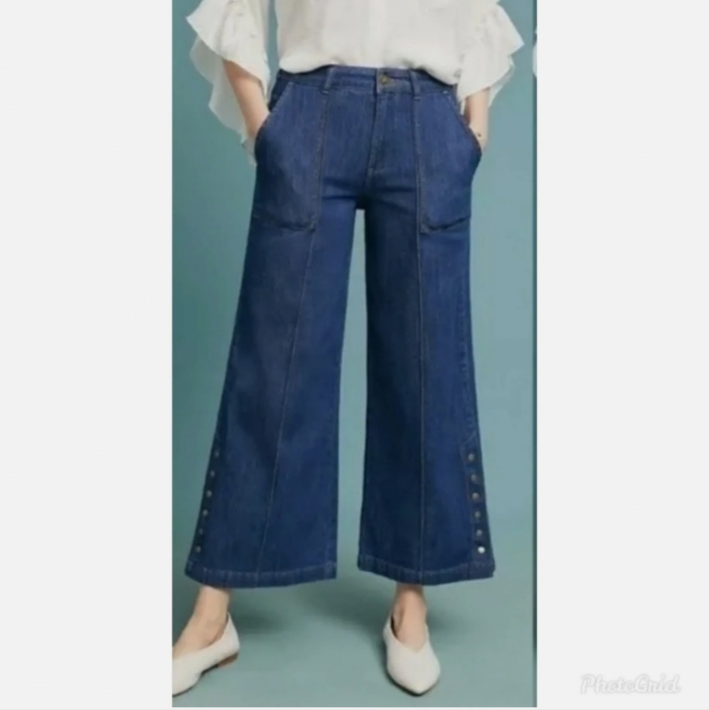 ANTHROPOLOGIE Pilcro and the Letterpress Cropped Wide Leg Jeans 25
